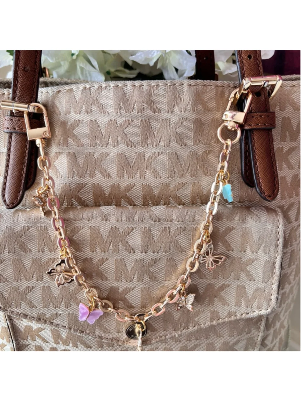 MICHAEL KORS JET SET TRAVEL SIGNATURE MEDIUM DOUBLE POCKET TOTE EUC